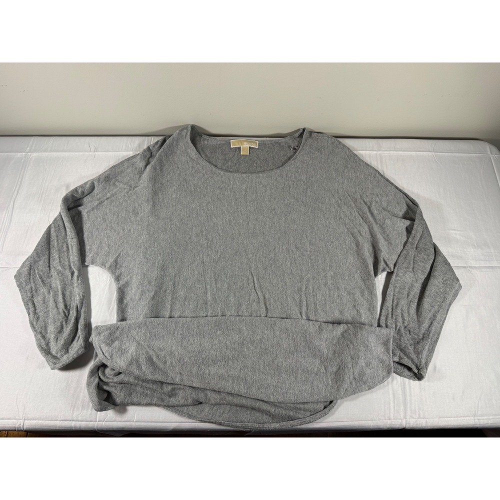 Michael Kors Gray Cowl Neck Draped Long Sleeve Sweater Blouse Size 1X
